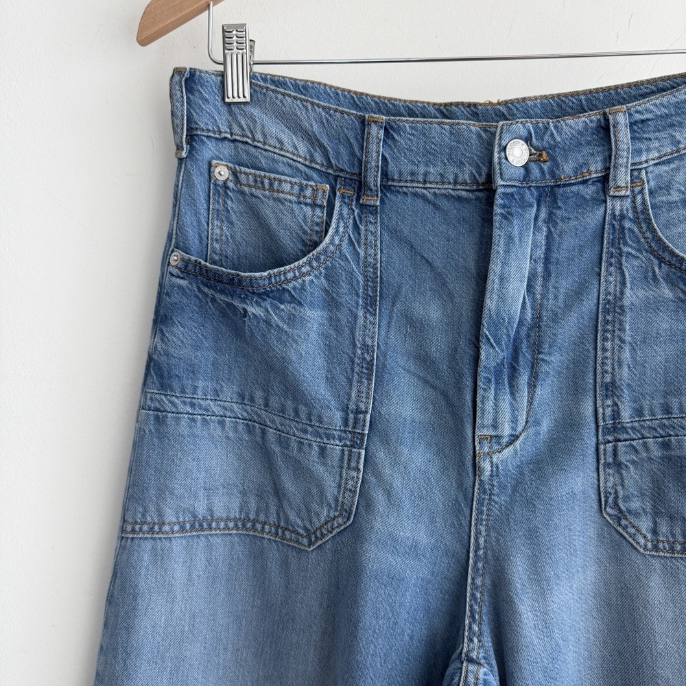 Anthropologie Pilcro Jeans 29 The Jane High Rise Wide Leg Denim Flare Boho - Picture 3 of 13